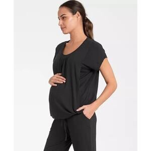 Seraphine Women's Ultra-Soft Black Maternity and Nursing C-Section Top Black, M